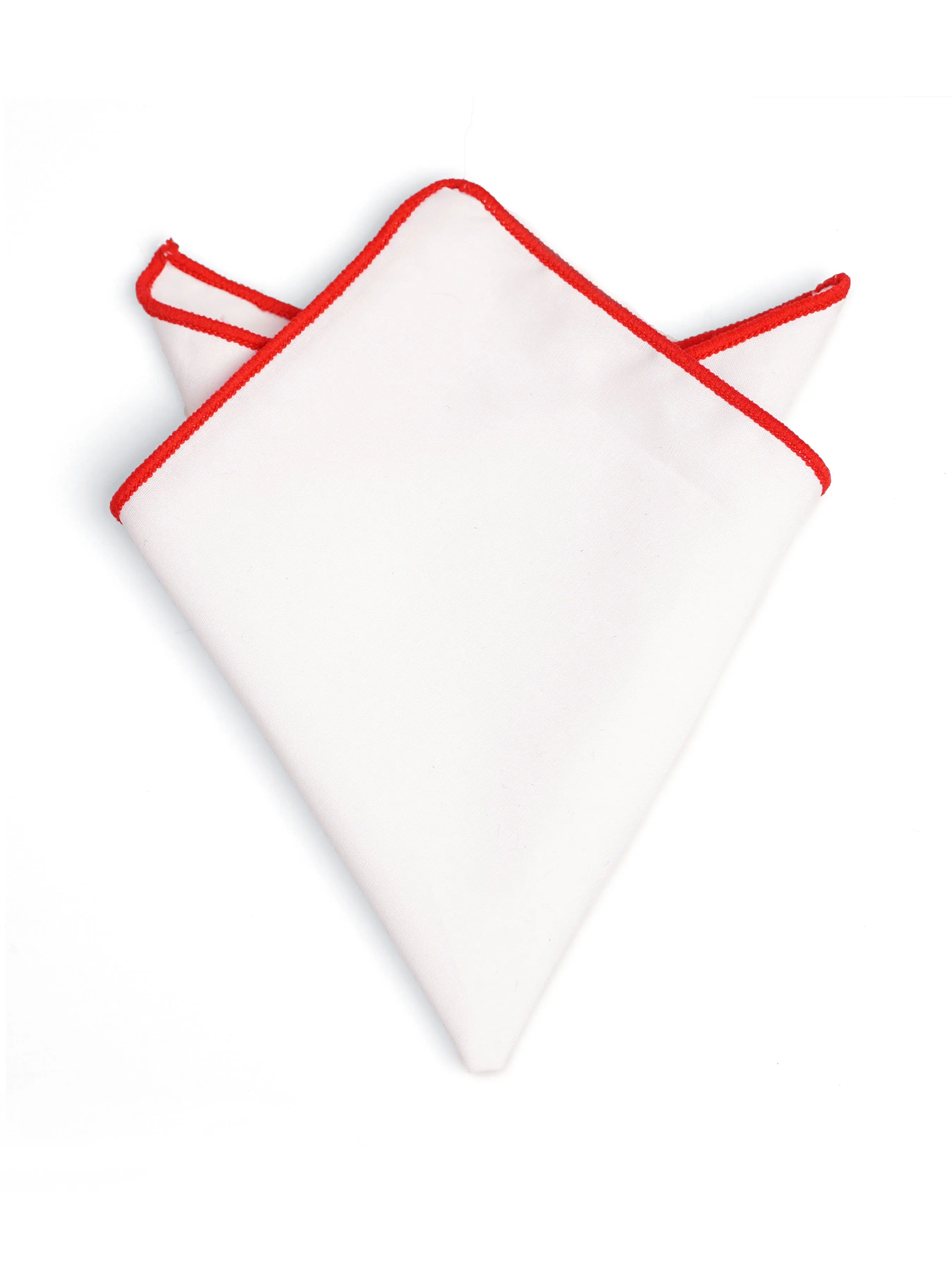 Cotton White Pocket Square with Contrast Piping