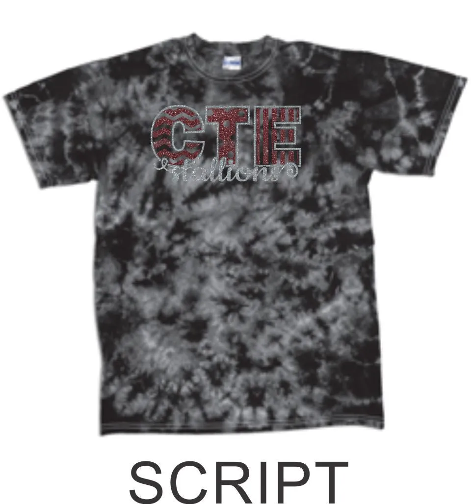 CTE Glitter Black Tie Dye T-Shirt- 5 Designs