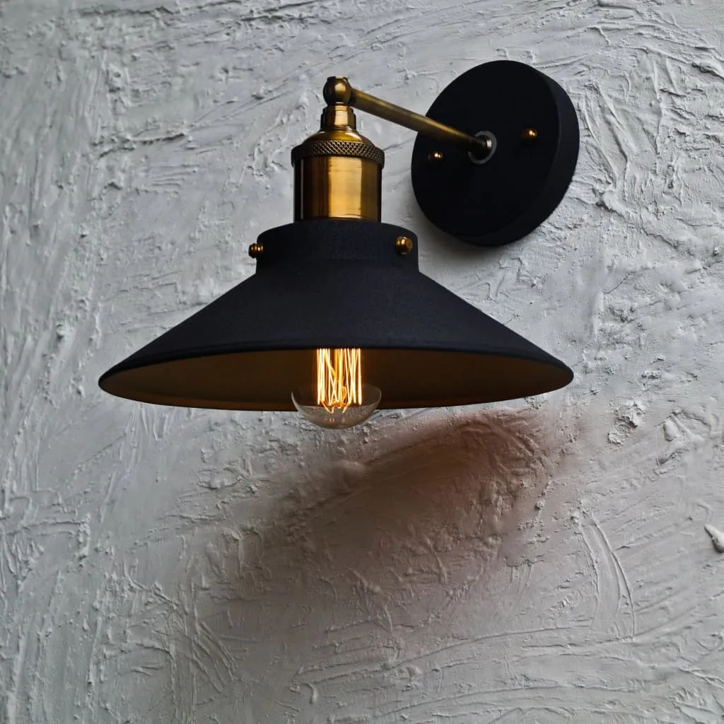 Cws109 Nordic Conical Midnight Gold Industrial Wall Lamp