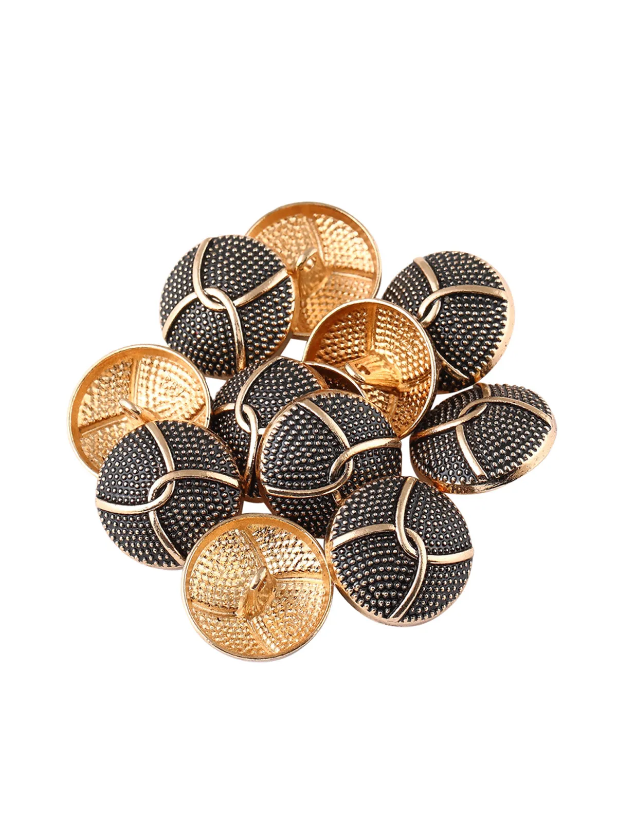 Dome Shape Dotted Design Antique Gold Button