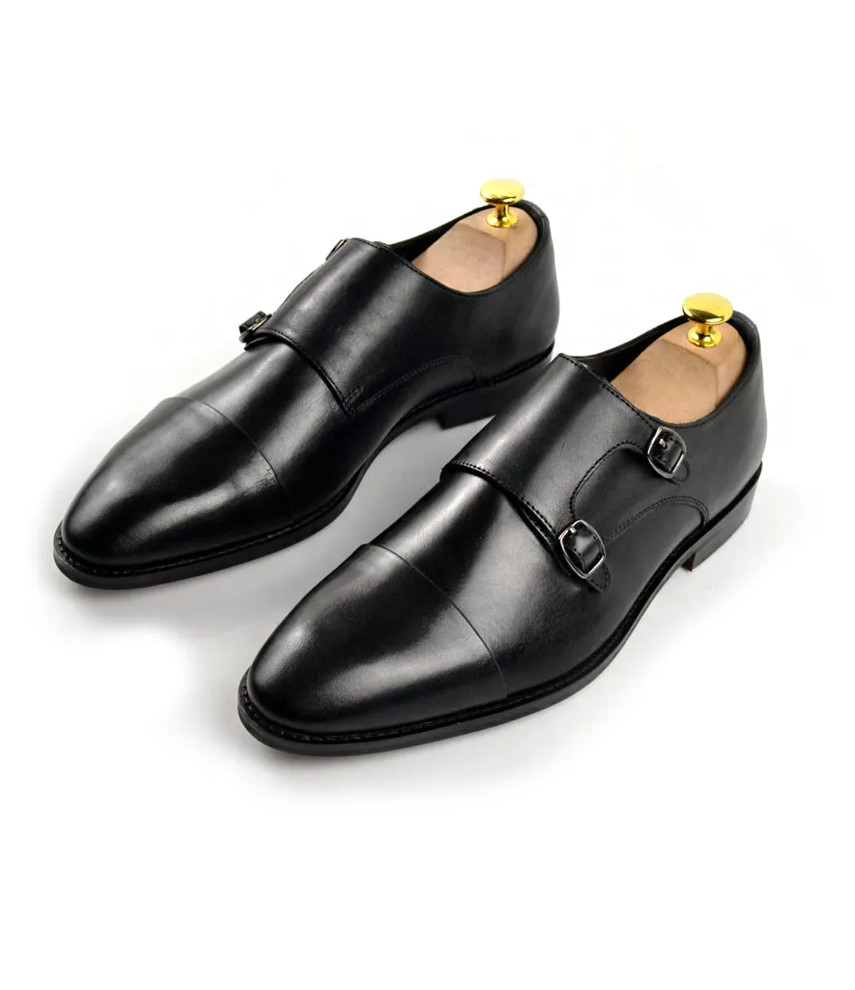 Double Monk Straps Cap toe - Black