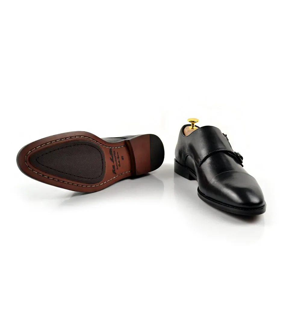 Double Monk Straps Cap toe - Black