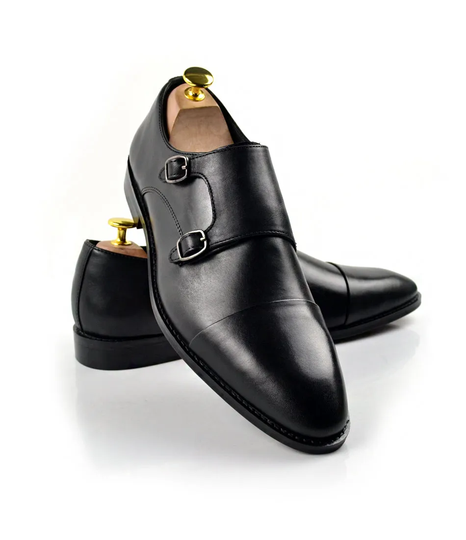 Double Monk Straps Cap toe - Black