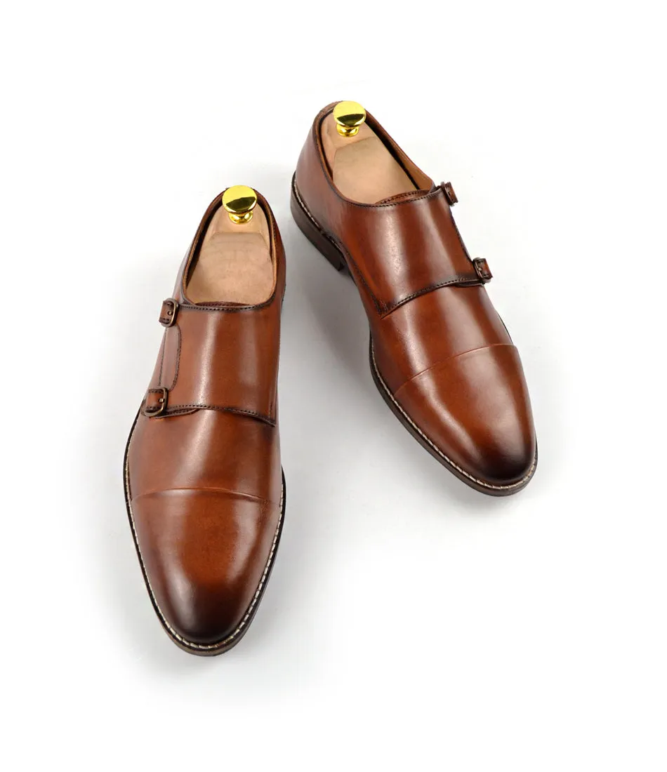 Double Monk Straps Cap toe - Brown