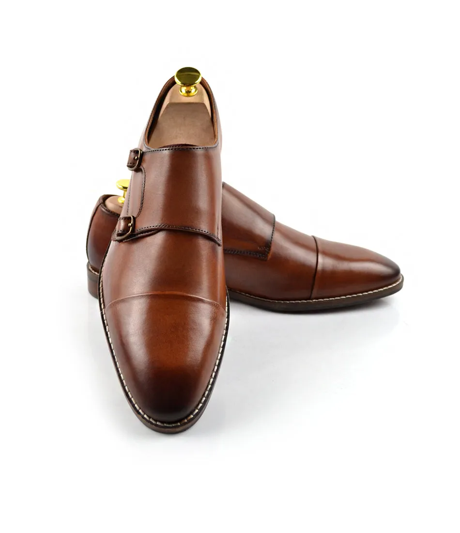 Double Monk Straps Cap toe - Brown