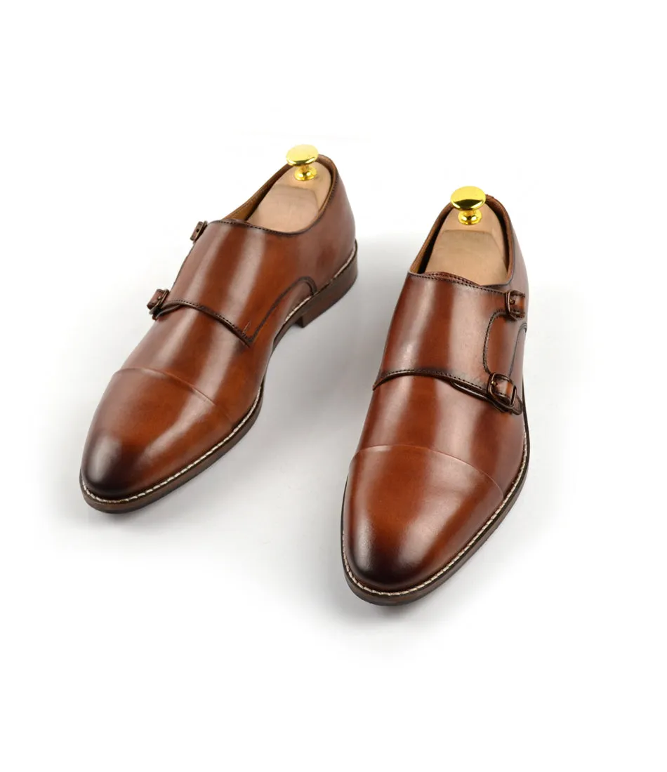 Double Monk Straps Cap toe - Brown