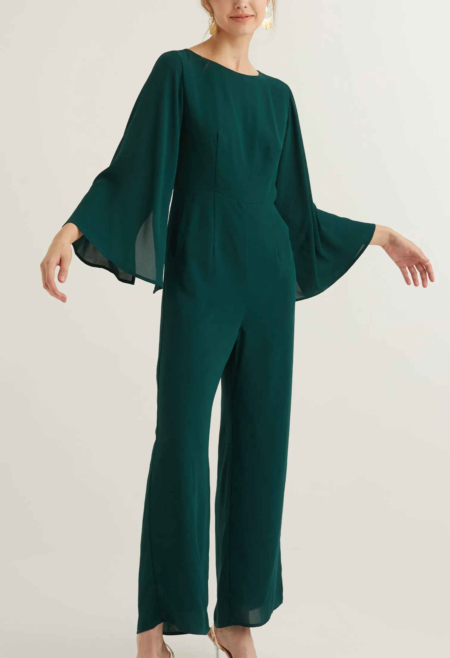 Elegant Evening Bell Sleeve Jumpsuit