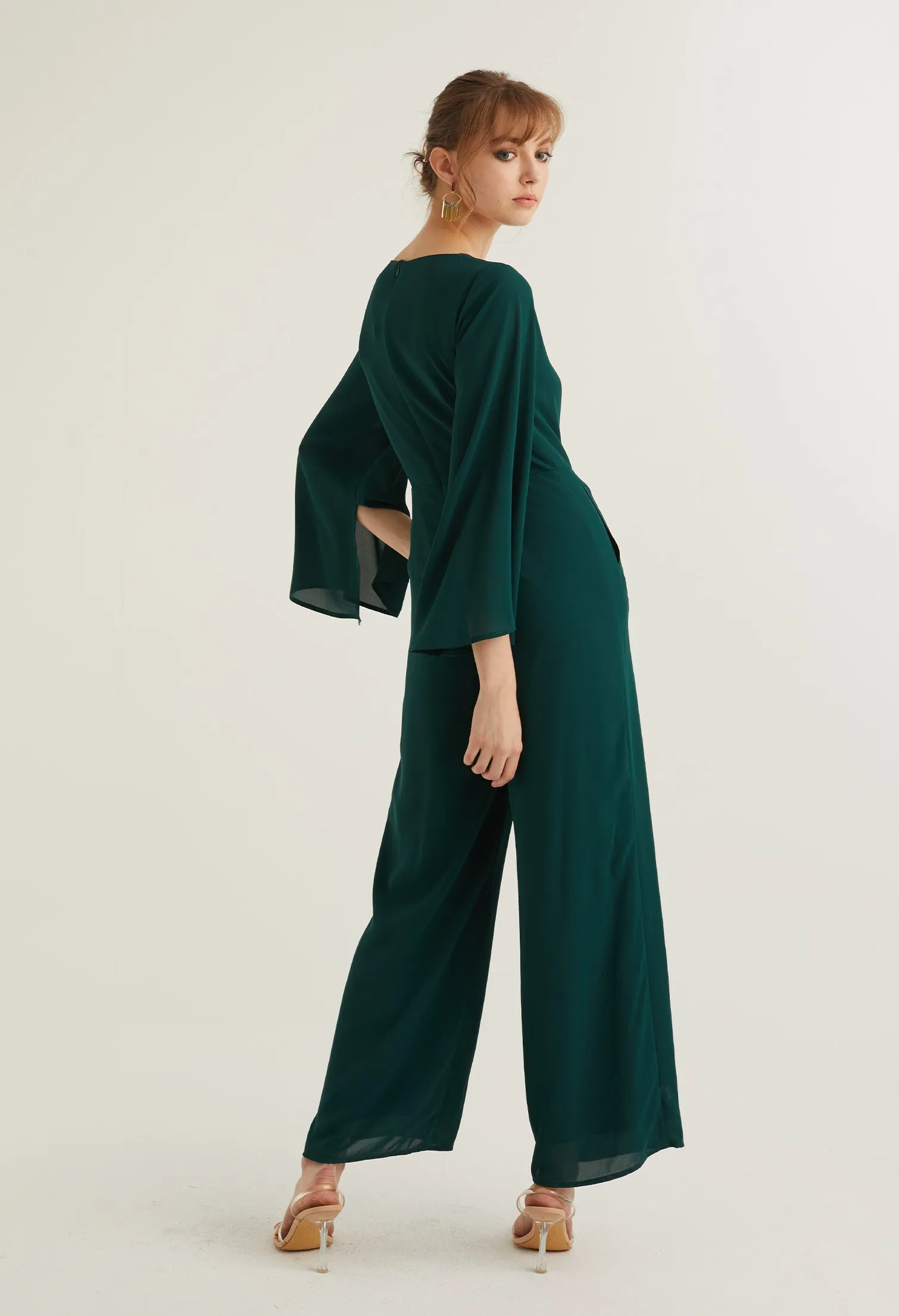 Elegant Evening Bell Sleeve Jumpsuit