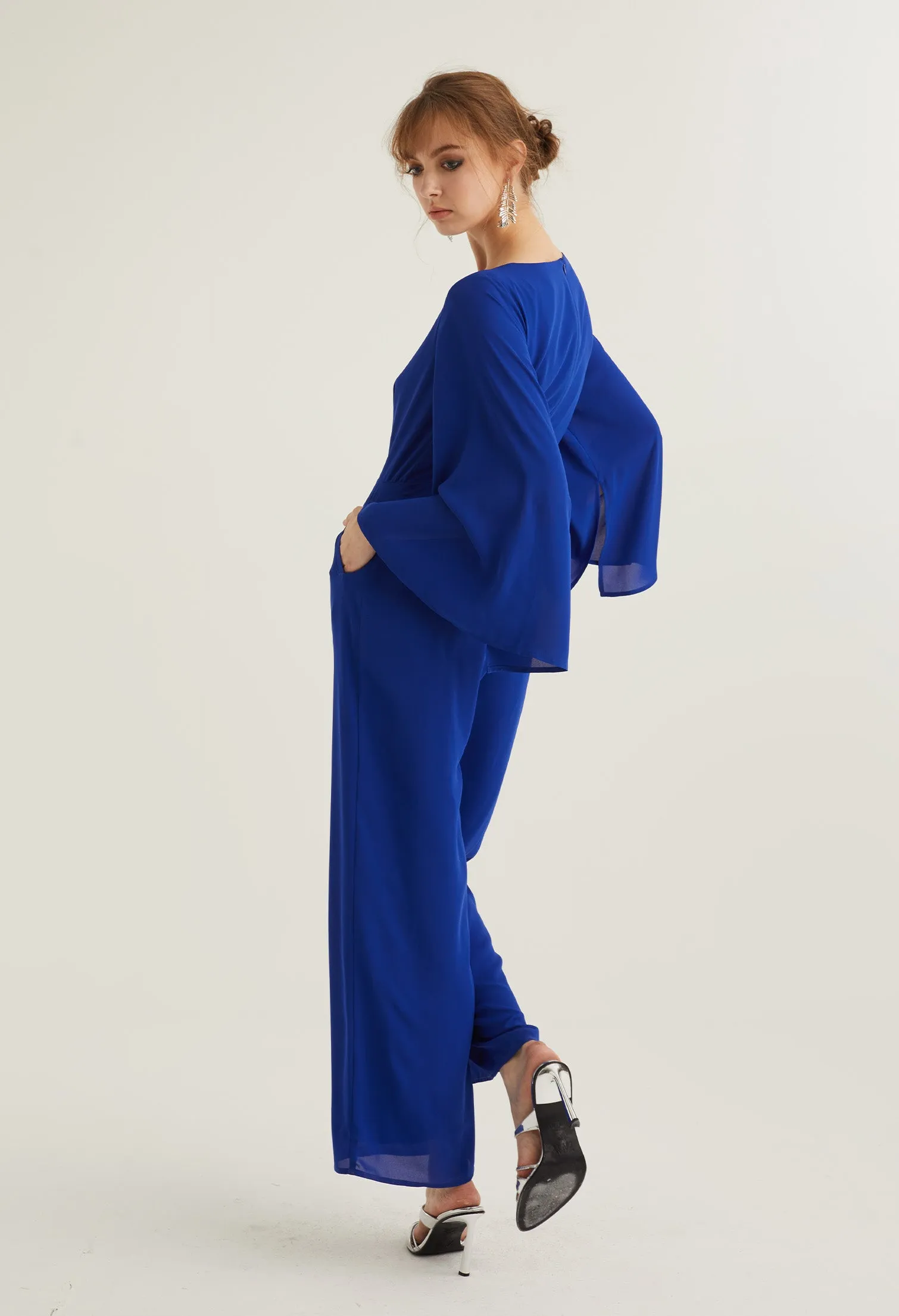 Elegant Evening Bell Sleeve Jumpsuit