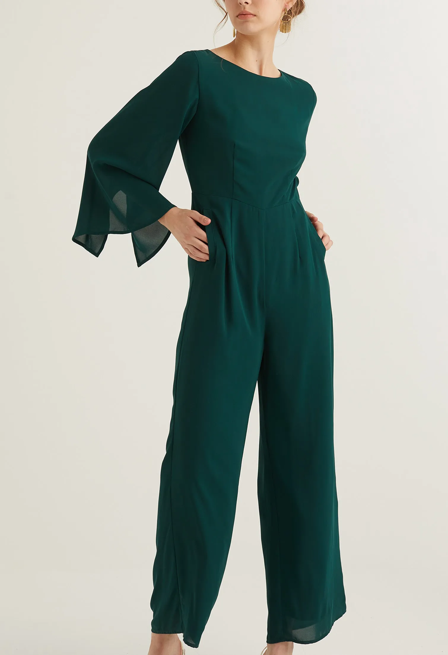 Elegant Evening Bell Sleeve Jumpsuit