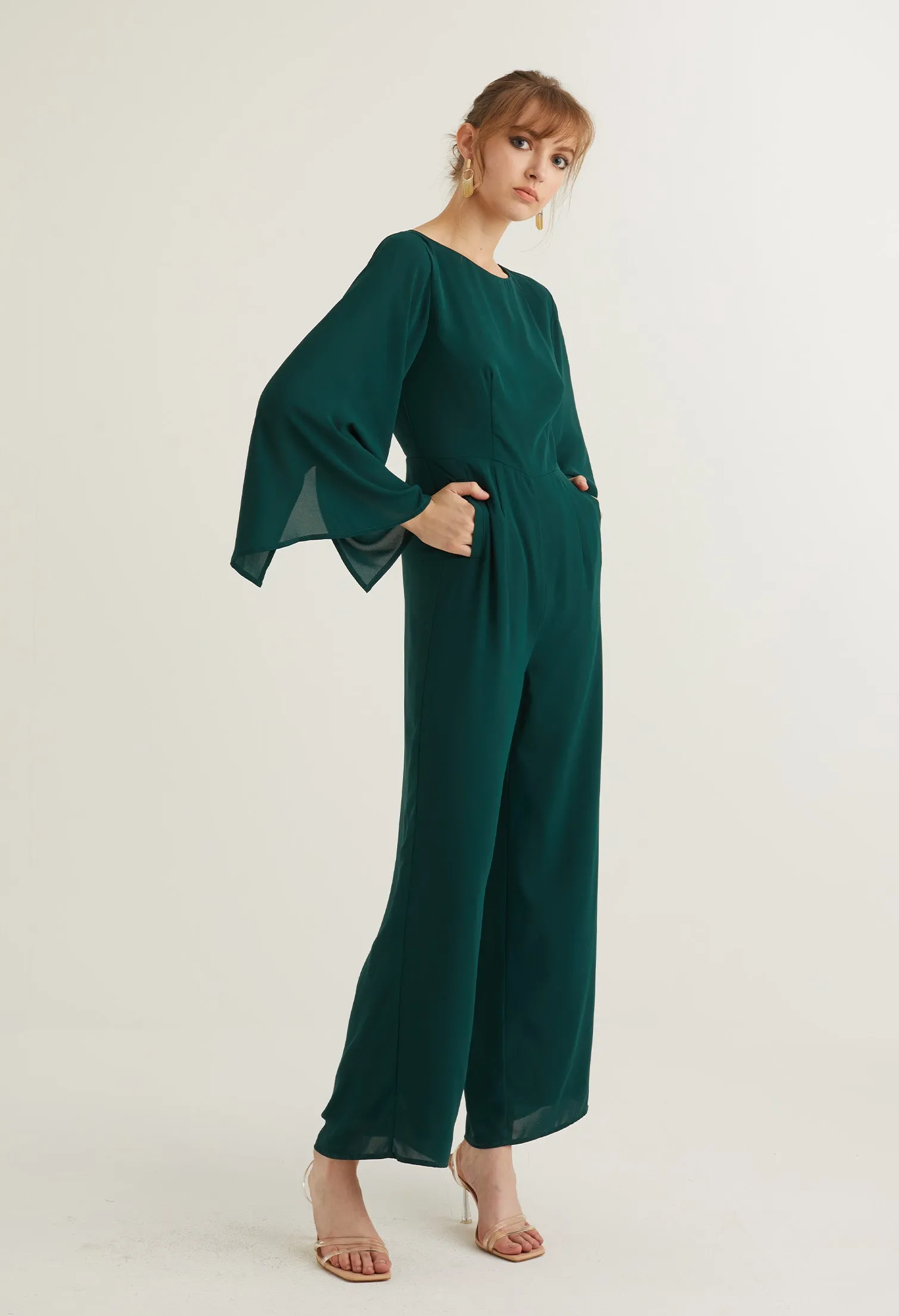 Elegant Evening Bell Sleeve Jumpsuit