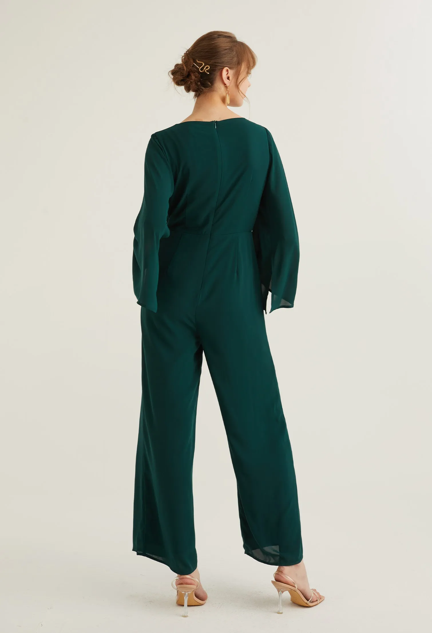 Elegant Evening Bell Sleeve Jumpsuit