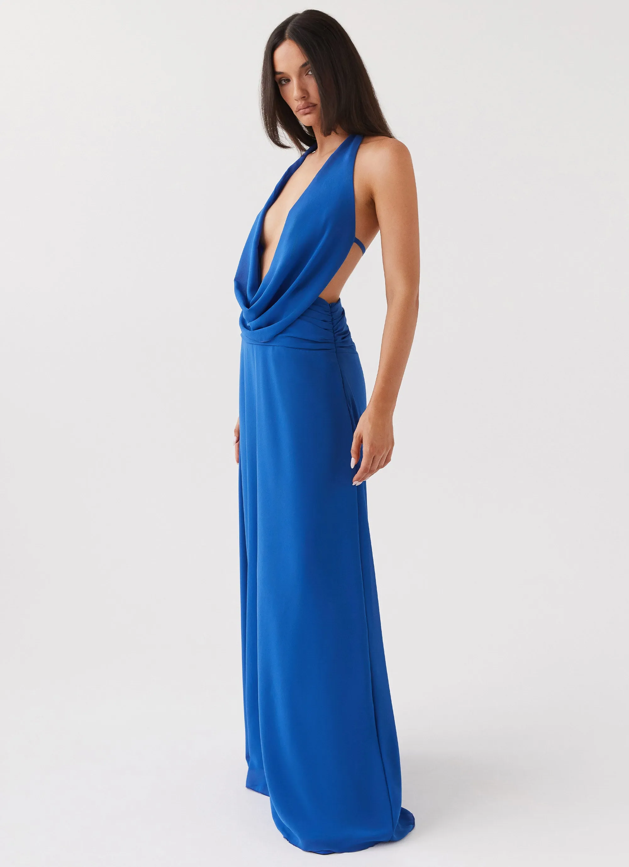 Elysia Chiffon Maxi Dress - Cobalt