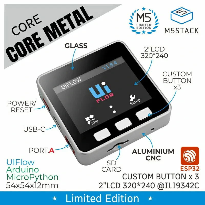 [EOL] M5Stack Basic Core with Aluminum Alloy Enclosure (Limited Edition)