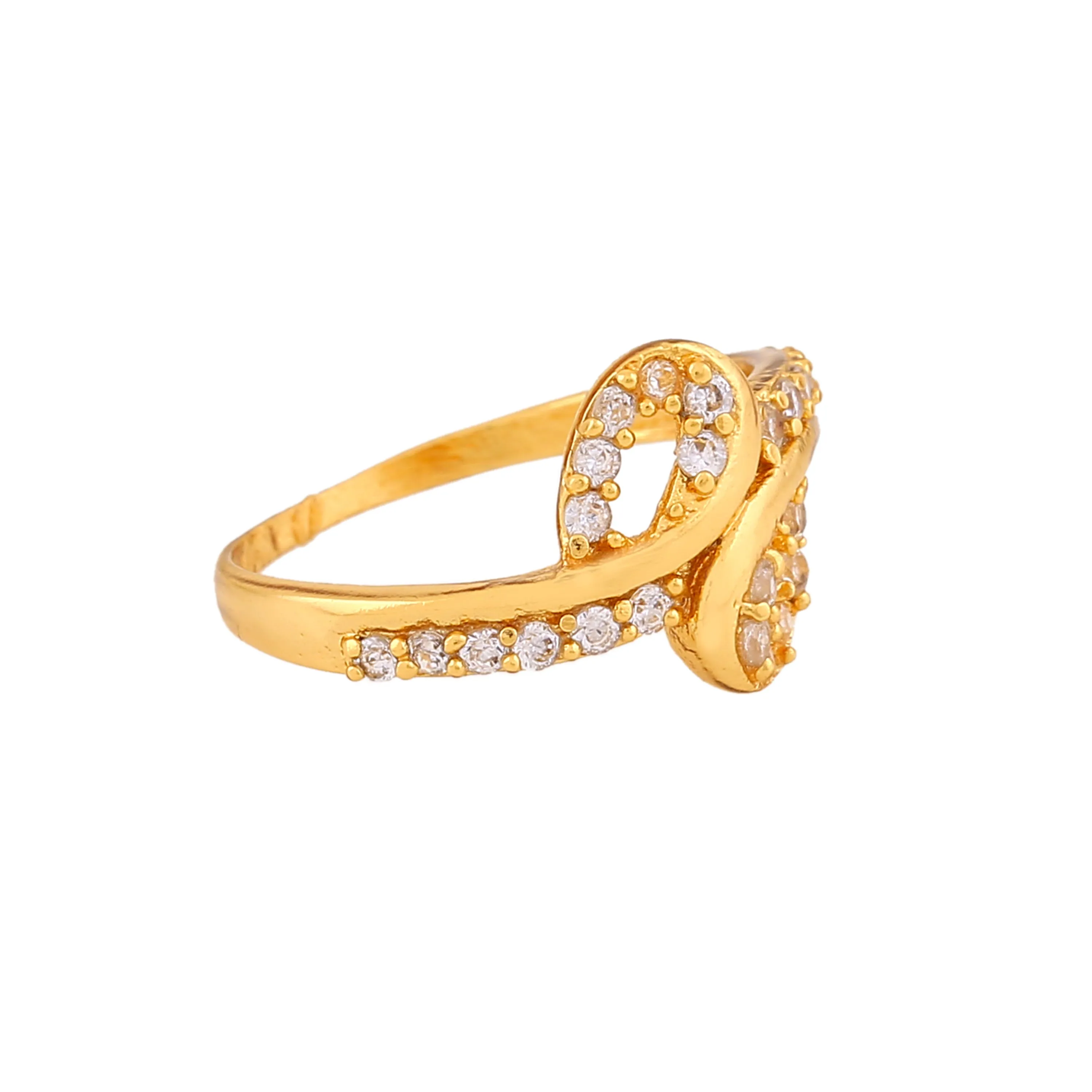 Estele Gold Plated CZ Loop Designer Ring for Women(Non-Adjustable)