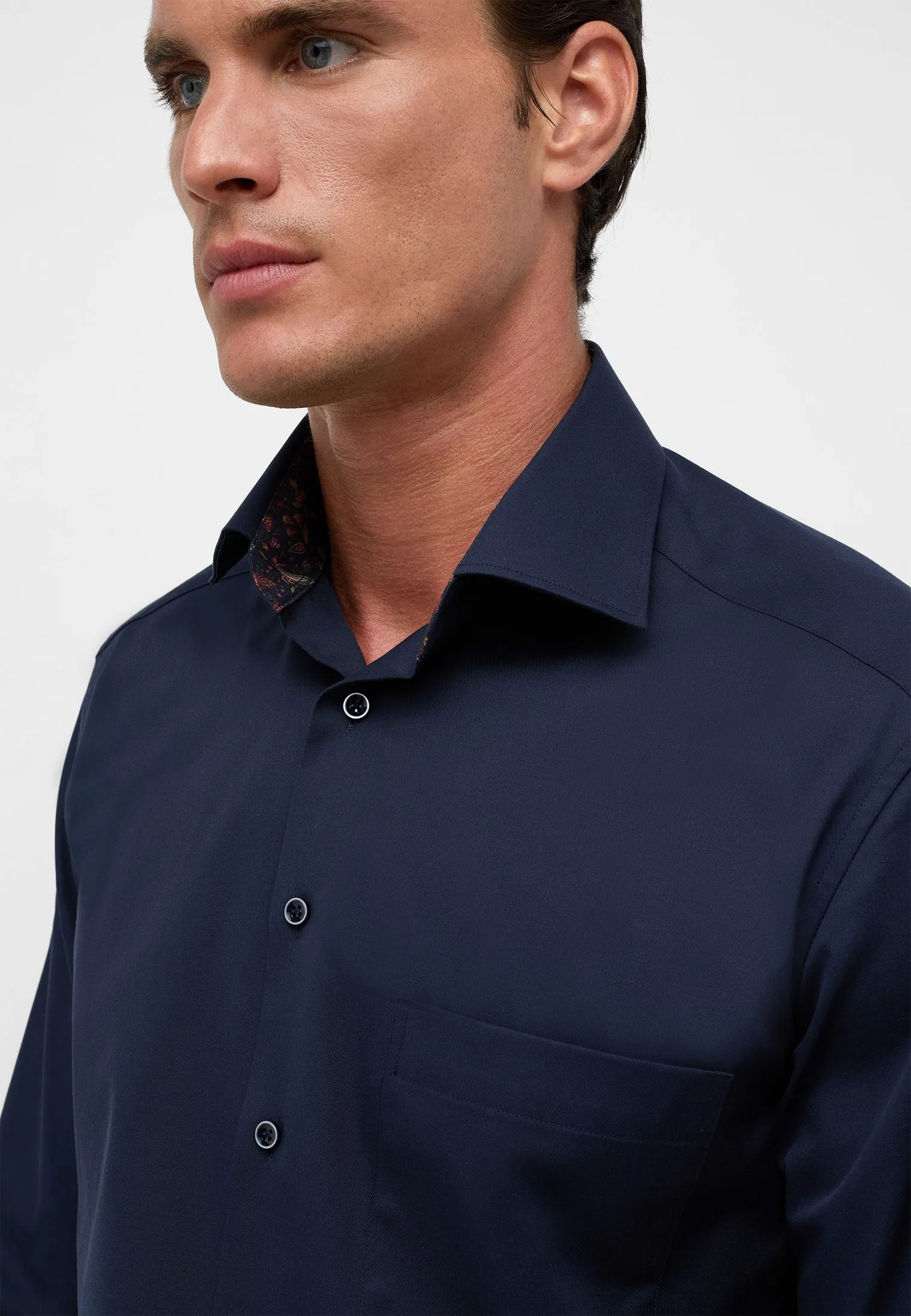 Eterna Navy Shirt With Trim Detail Navy