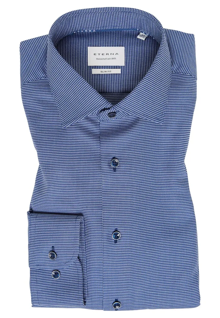 Eterna Navy Stitch Detail Shirt Navy