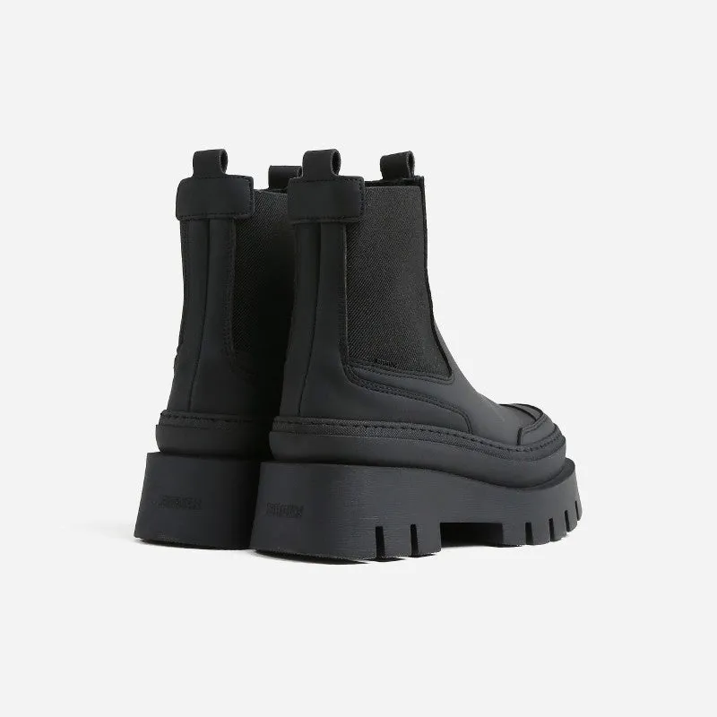 Evi Ann Black Biker Chelsea Boots