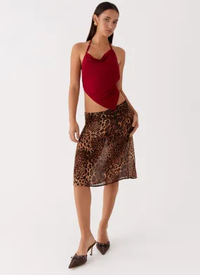 Evoke Chiffon Midi Skirt - Leopard