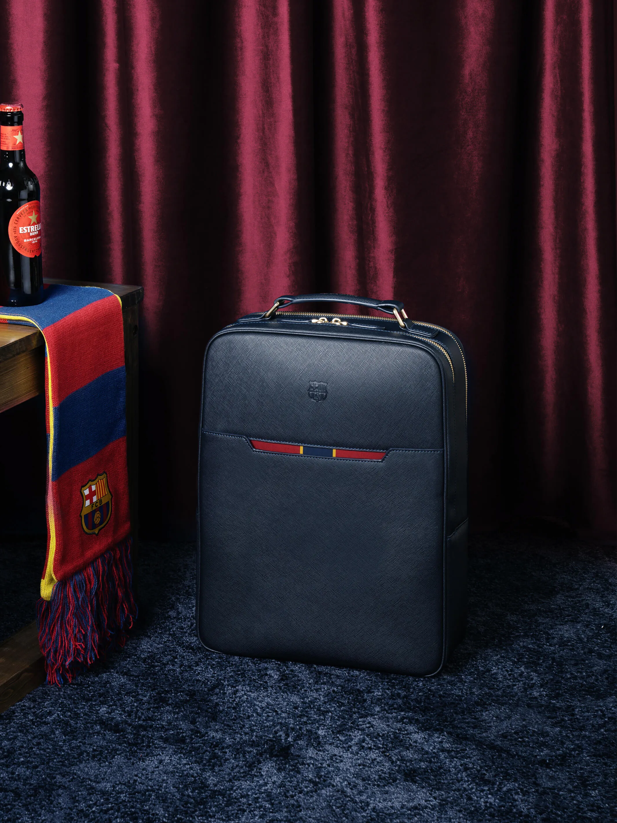 FC Barcelona Double-Zip Leather Backpack