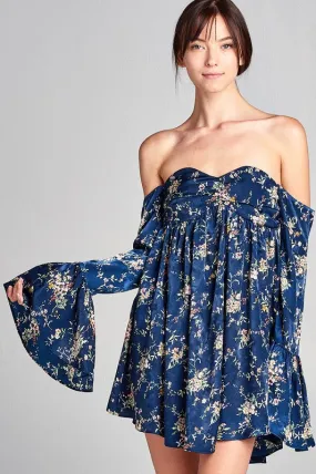 FLORAL BELL SLEEVE DRESS