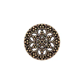 Floral Pattern Antique Gold Finish Metal Buttons for Clothing