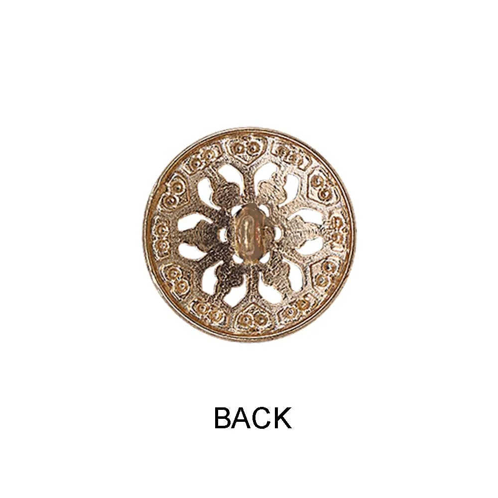 Floral Pattern Antique Gold Finish Metal Buttons for Clothing