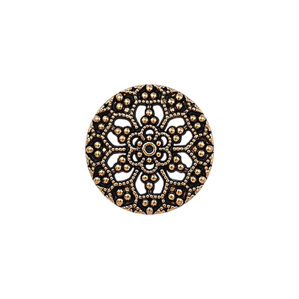 Floral Pattern Antique Gold Finish Metal Buttons for Clothing