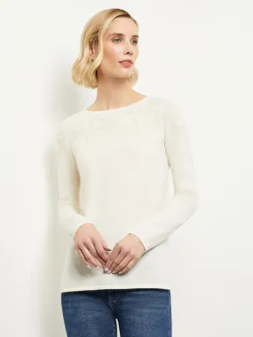 Floral Shimmer Cashmere Tunic, Ivory