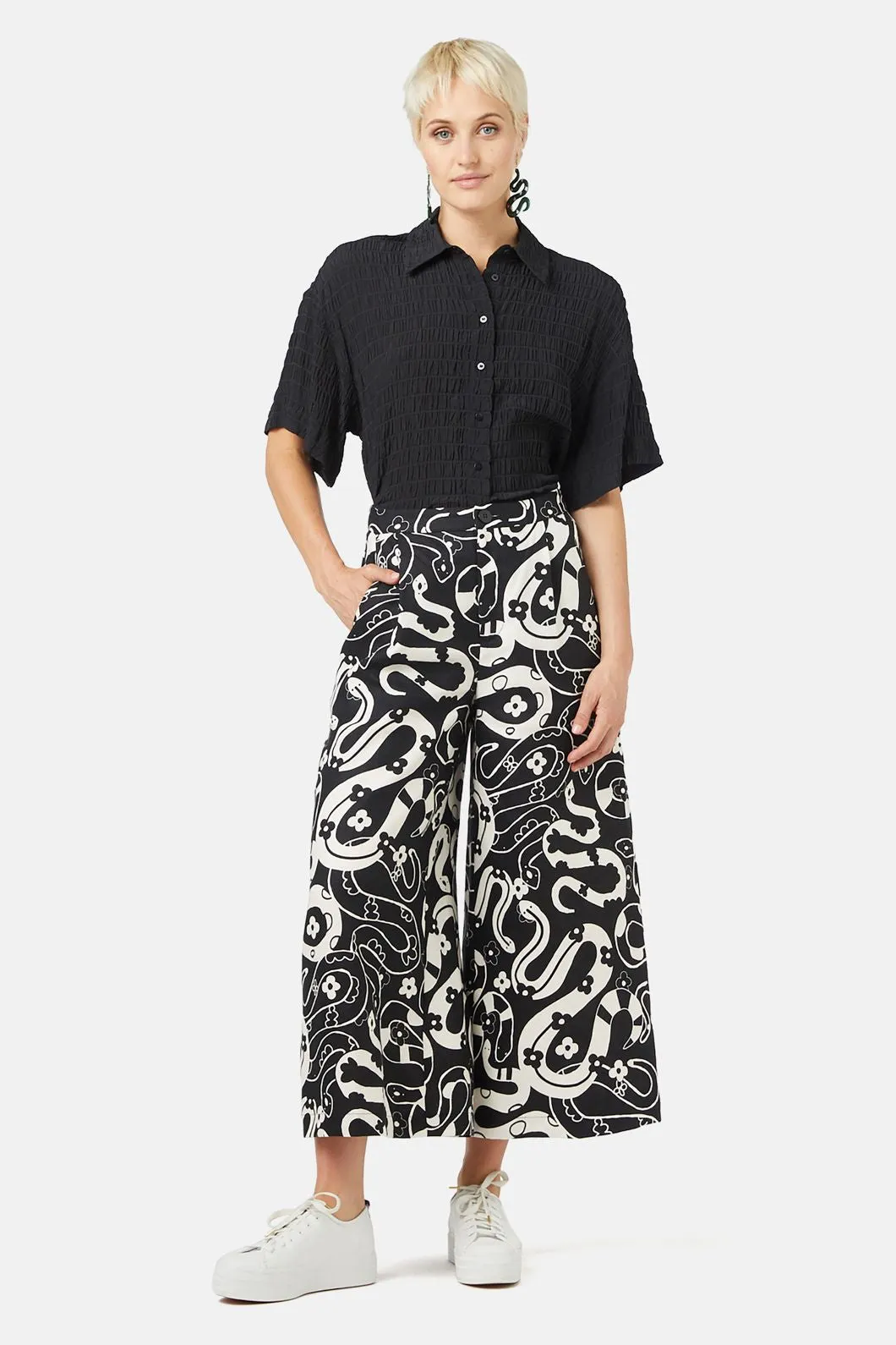 Floral Snake Linen Culotte