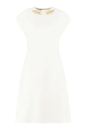 FRUMENTUM IVORY DRESS WITH HANDMADE EMBROIDERY