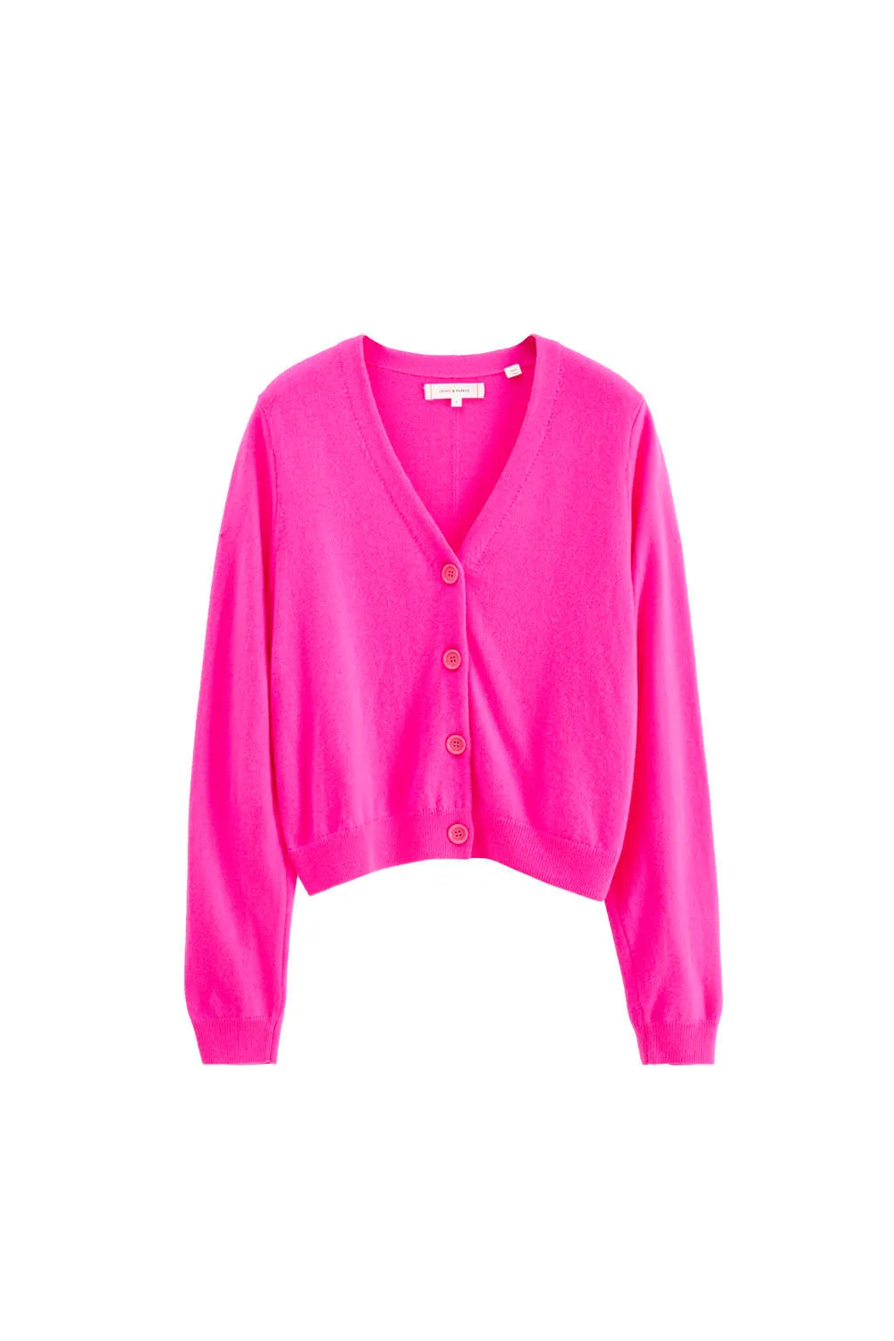 Fuchsia Wool-Cashmere Cropped Cardigan