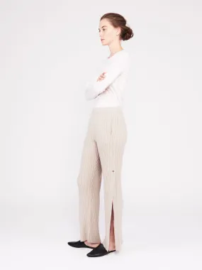 Get Set Ribbed Cashmere Wide-Leg Track Pants - Sand