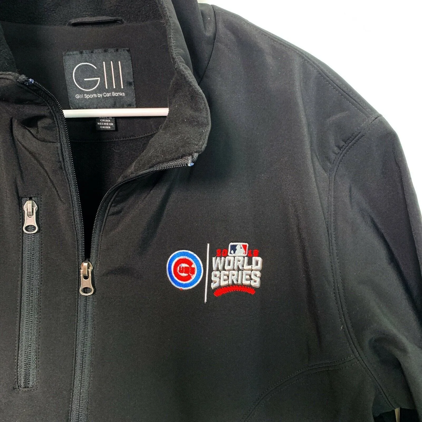 GIII Sports by Carl Banks Chicago Cubs Size L Black Jacket Full Zip Soft Shell