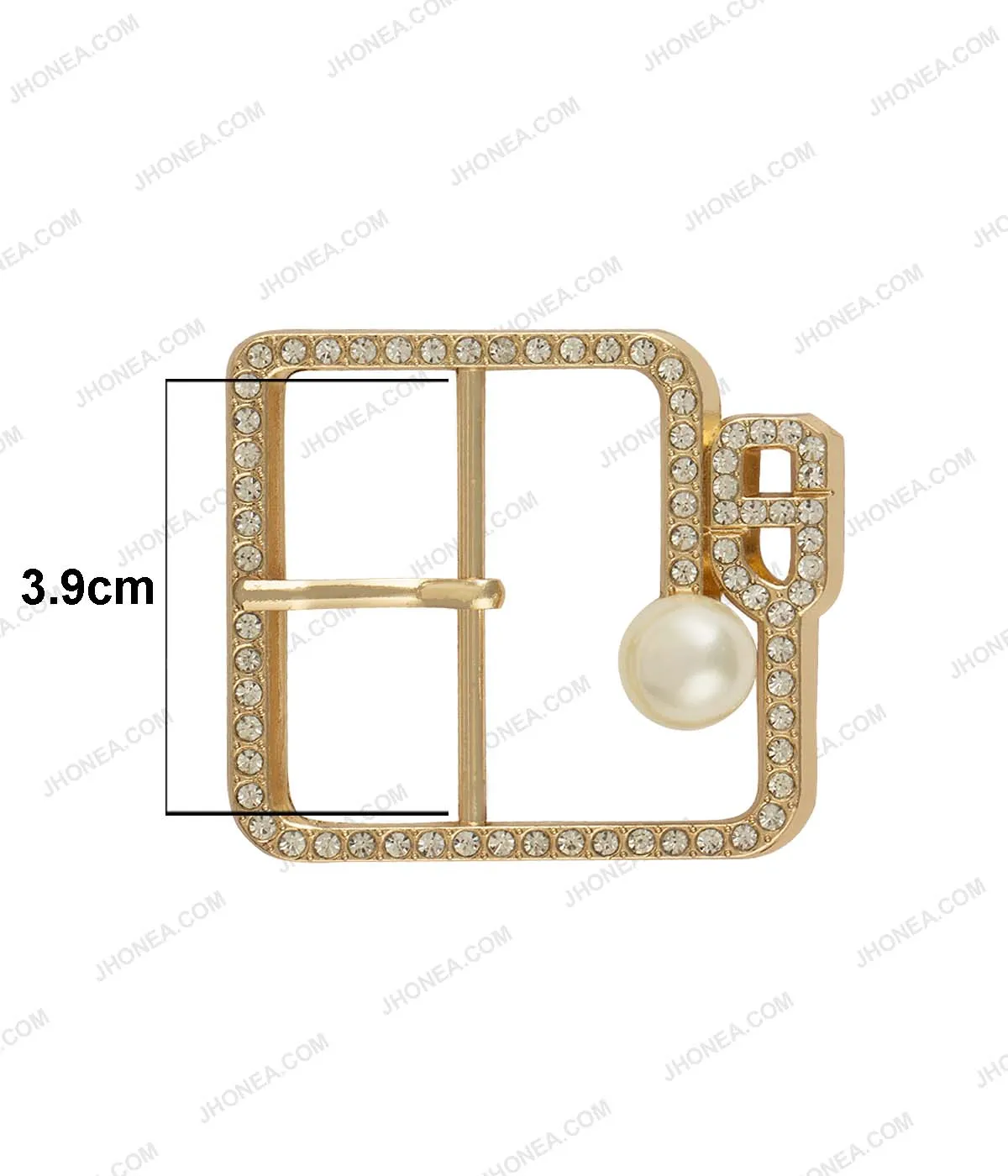 Glistening Diamond Shiny Gold Prong Belt Buckle