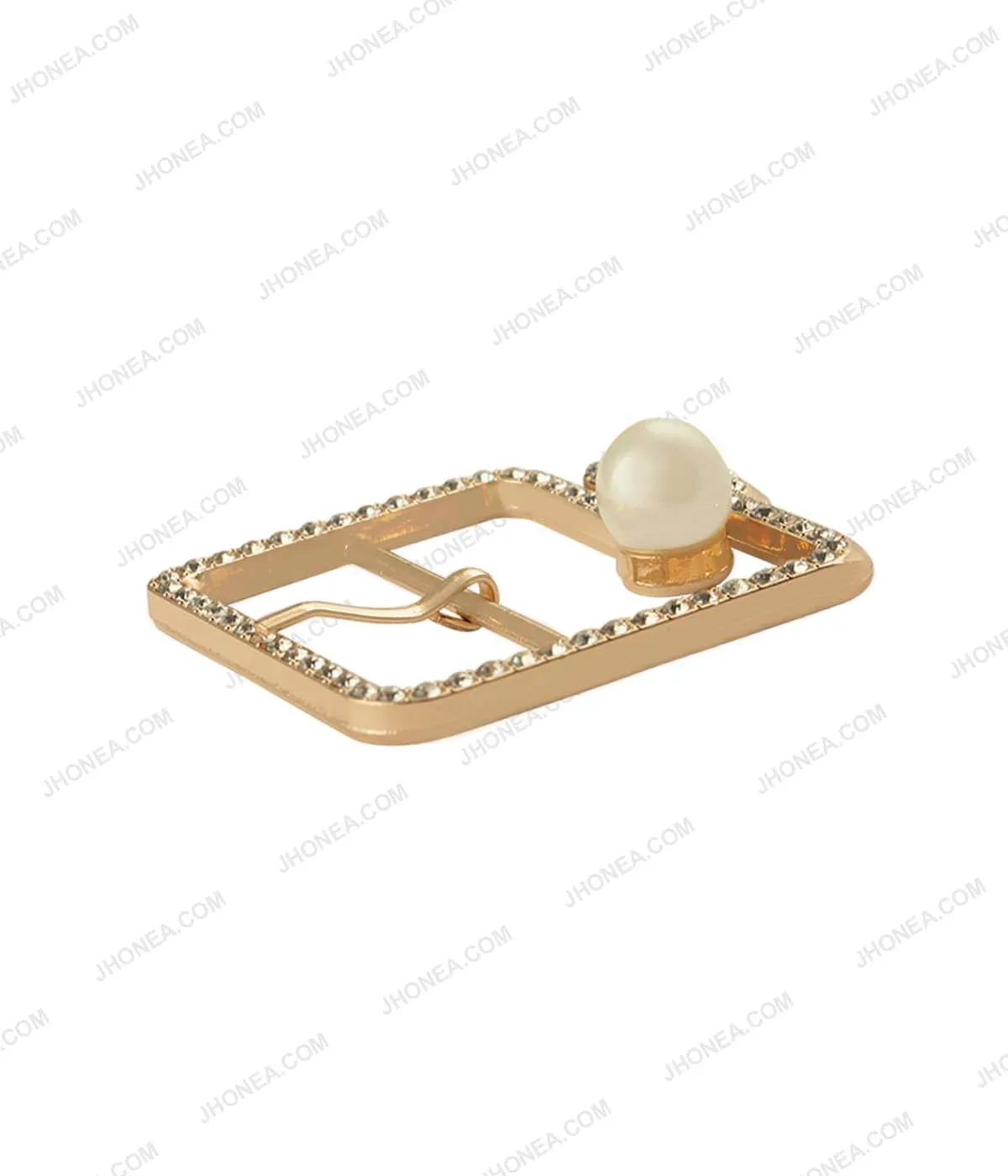 Glistening Diamond Shiny Gold Prong Belt Buckle