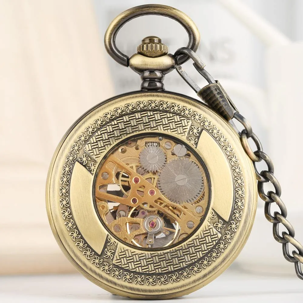 Glow In The Dark Hollow Mechanical Pocket Watch