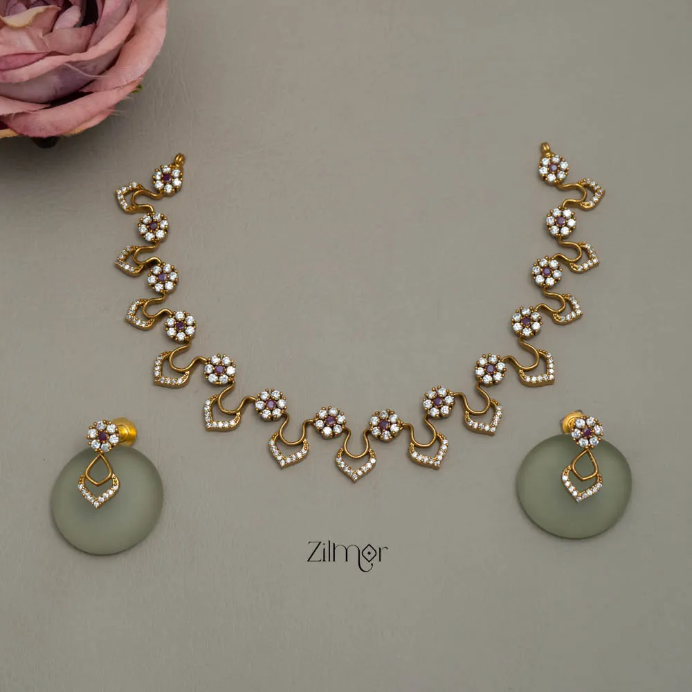 Gold Tone Stone Bridal Necklace (color option) -NV100468