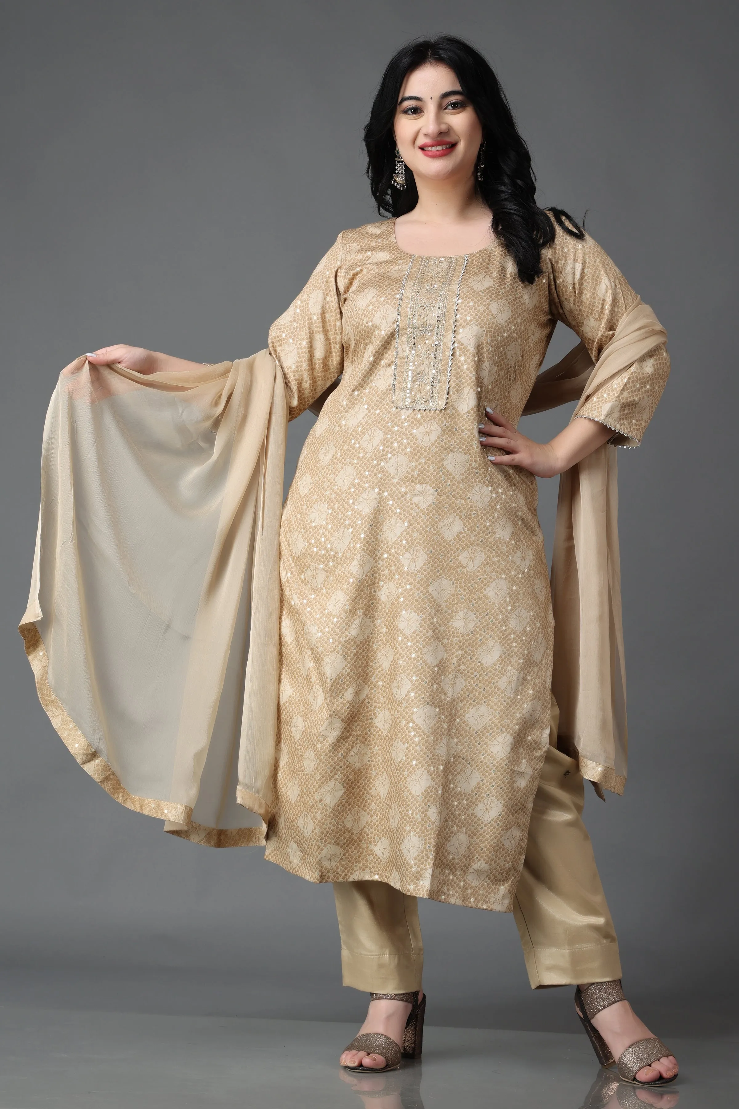 Golden Memories Modal Suit With Handwork