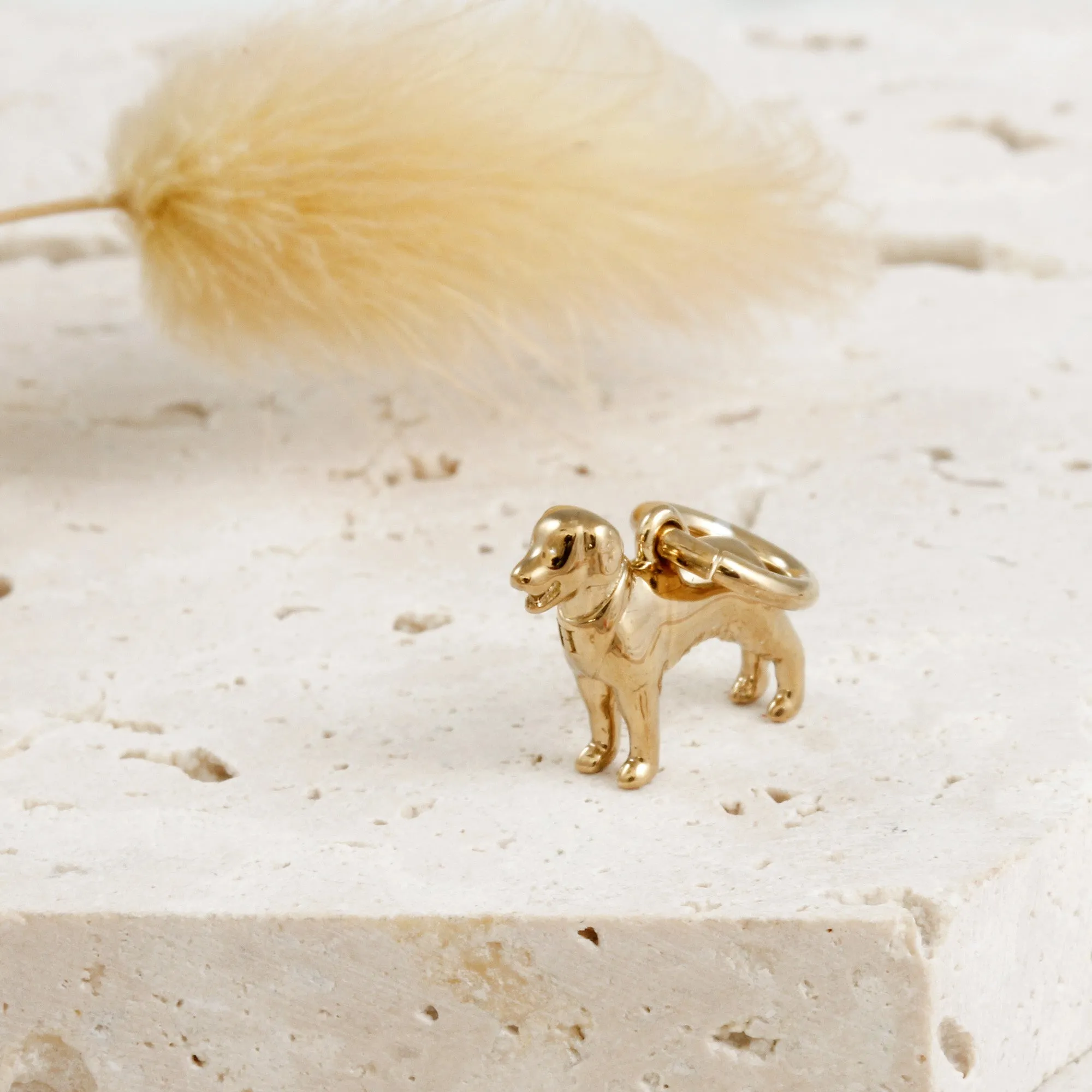 Golden Retriever Silver Dog Charm