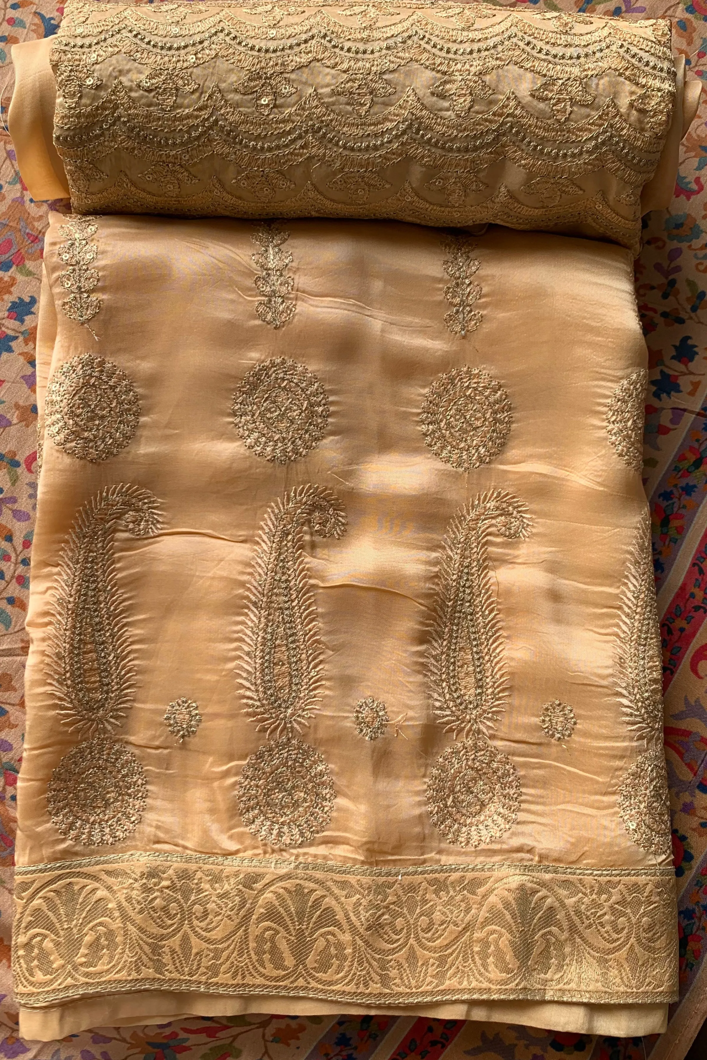 Golden Silk Dress Material