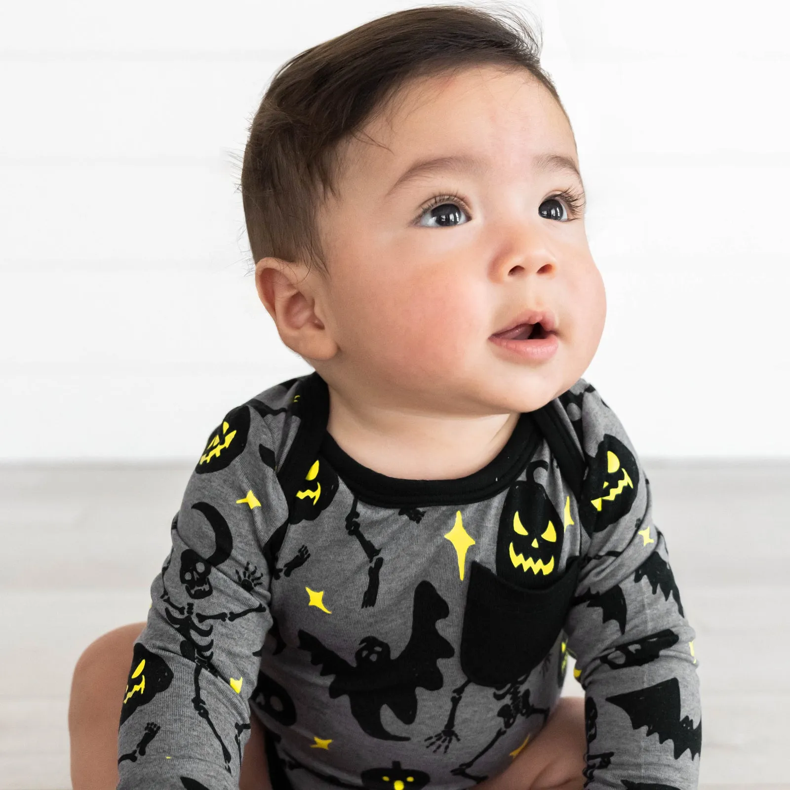 Gray Glowing Ghouls Pocket Bodysuit