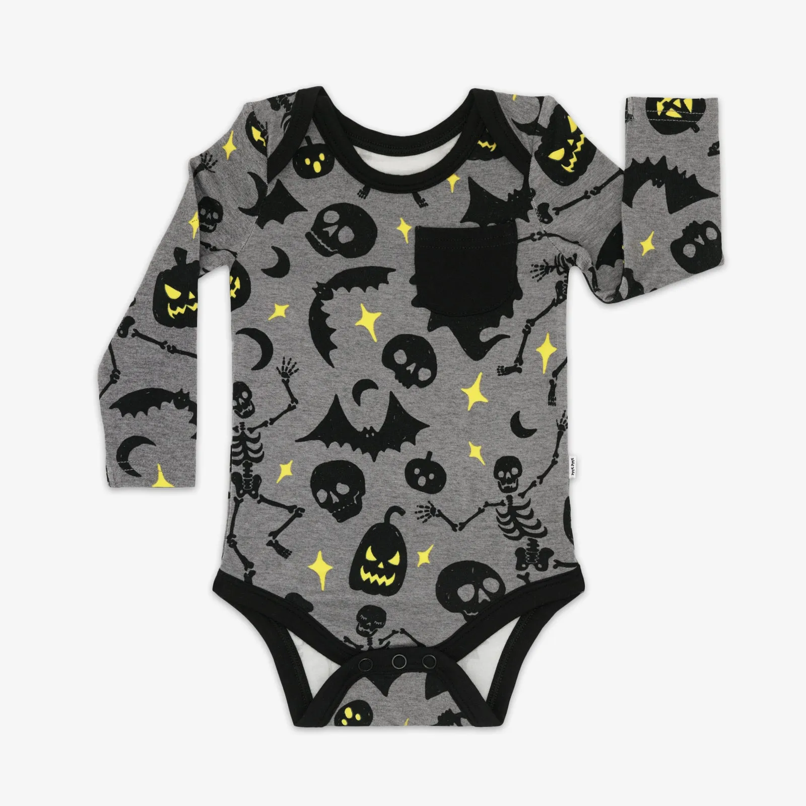 Gray Glowing Ghouls Pocket Bodysuit