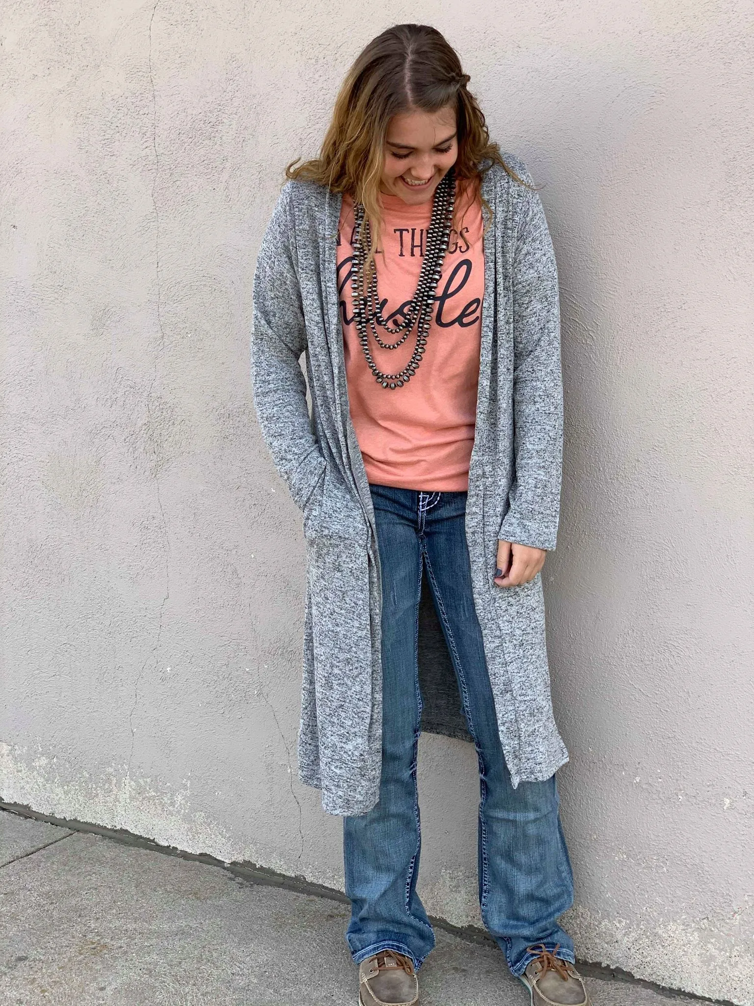 Gray Long Cardigan Carefree Threads