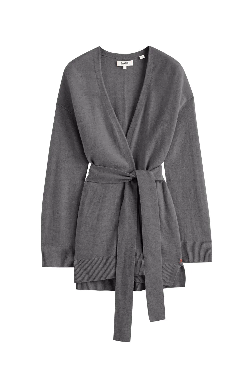 Grey Wool-Cashmere Belted Cardigan