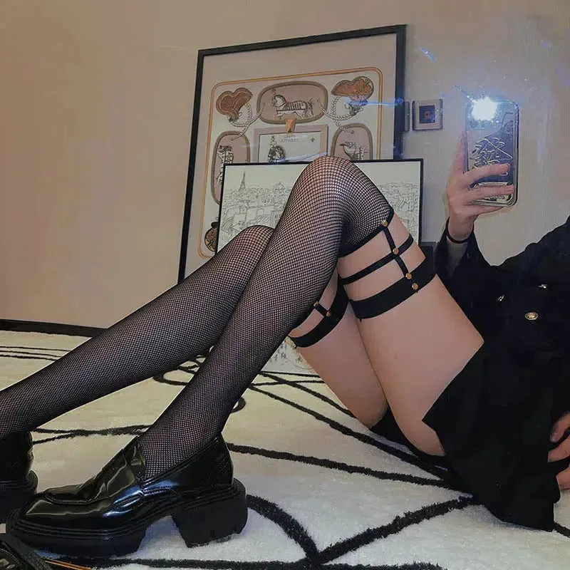 Grunge Fishnet Thigh High Socks