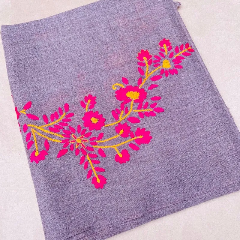 Handmade Pure Woolen Shawl with Beautiful Embroidery