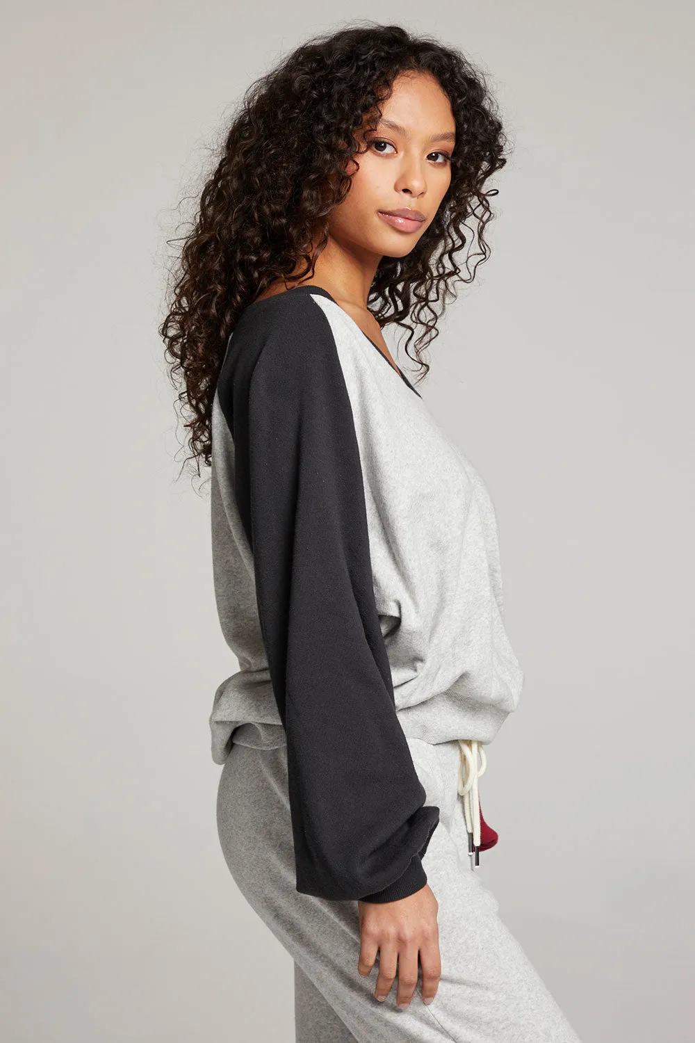 Hannah Fire Color Block V Neck Pullover