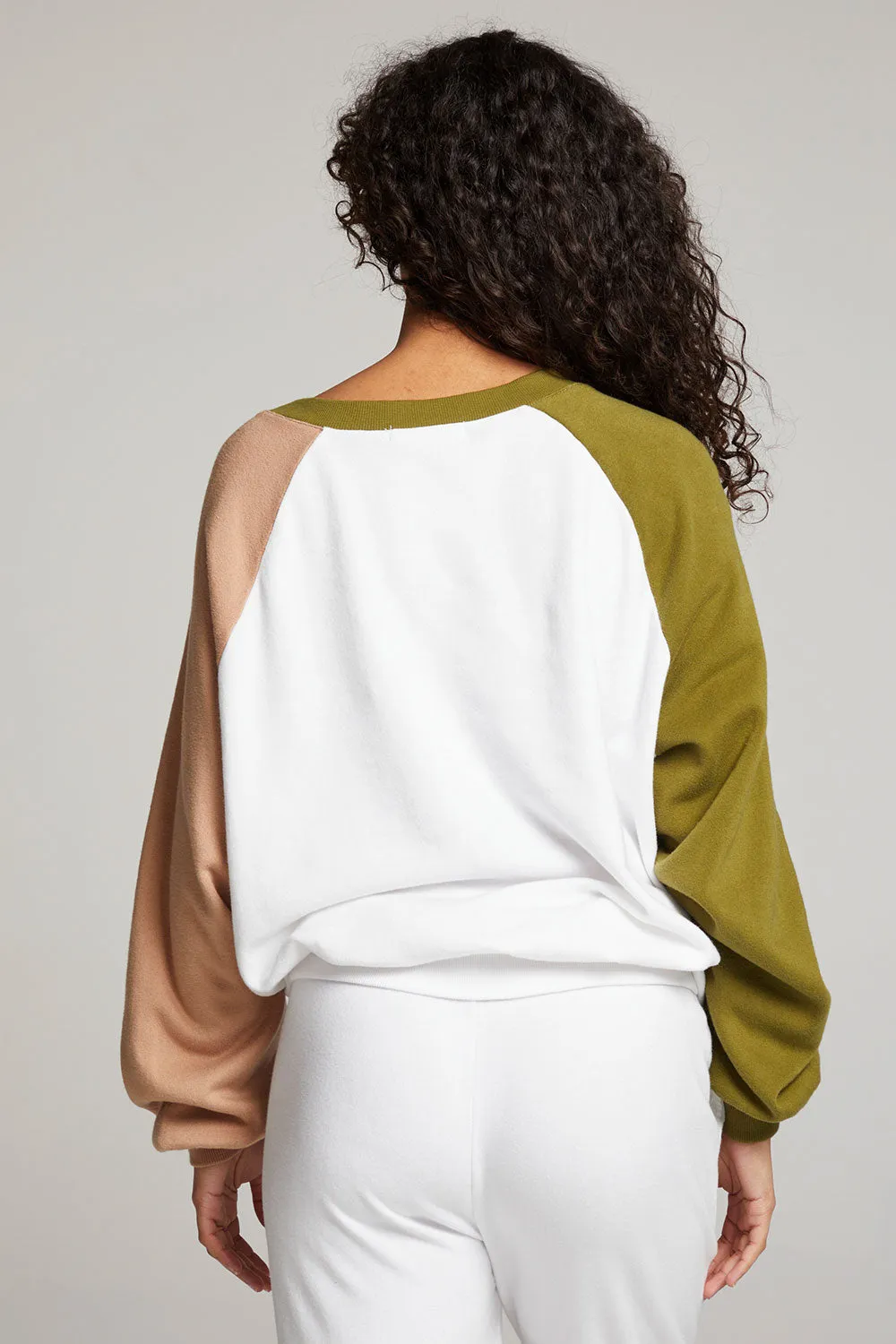 Hannah Sand Color Block V Neck Pullover