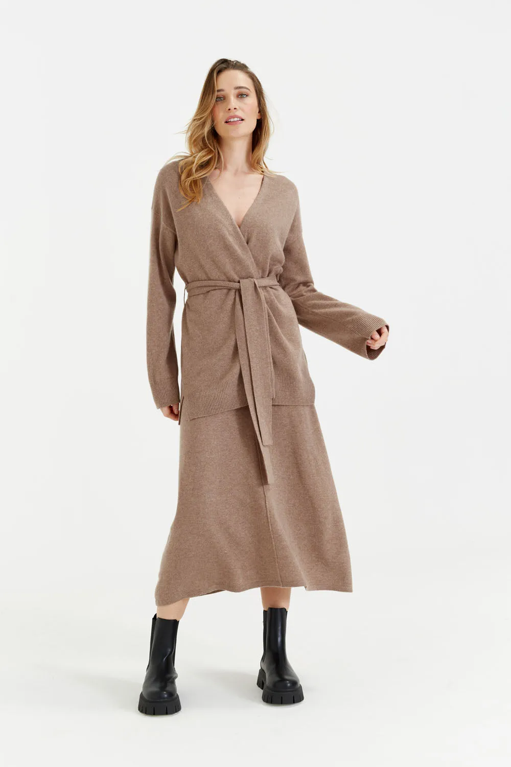 Hazel Wool-Cashmere Belted Cardigan